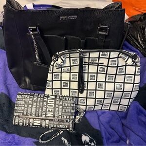 Steve Madden Black and White Shoulder Bag Trio